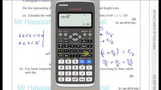 EDEXCEL S1 IAL JAN 2019 Q4ab Histograms Linear Interpolation Median Medium [upl. by Schmeltzer]