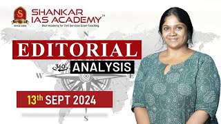 Editorial Analysis September 13 2024 Shankar IAS Academy UPSC current Affairs  Mains [upl. by Mikihisa279]