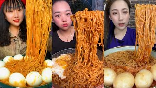 Eating Spicy Noodles and Full Eggs Mukbang Show 먹방 Chinese Foods 매운 국수와 계란을 먹고 吃辣面和鸡蛋 [upl. by Eyanaj]