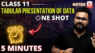 TABULAR PRESENTATION class 11 Chapter 5 ONE SHOT  Presentation of data  Statistics [upl. by Wilmar]