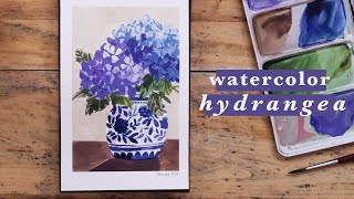 Watercolor For Beginners  Painting Hydrangea Flowers [upl. by Kaspar506]