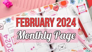 February 2024 Monthly Plan With Me  Classic Happy Planner Valentines Day Theme Doodles [upl. by Schreiber773]