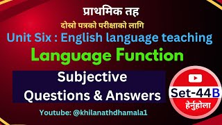 Set 44B  Primary level Model Question and amp Answer  Language Functions [upl. by Cully216]