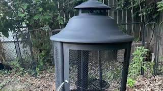 Pagodastyle Chiminea Fire Pit with Grill Removable Grate and Mesh Spark Screen Doors [upl. by Aneele]