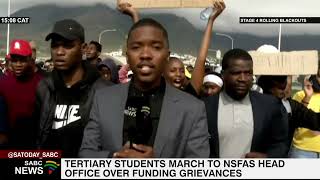 Tertiary students march to NSFAS head office over funding grievances [upl. by Gustie]