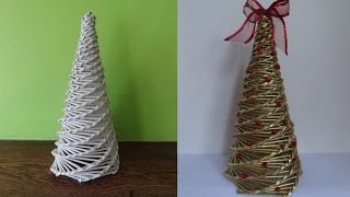 Jak zrobić choinkę z papierowej wikliny wicker paper christmas tree [upl. by Lezned906]