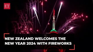 New Zealands Auckland welcomes the new year 2024 with fireworks [upl. by September144]