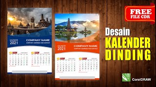 Desain Kalender Dinding 2021 dengan Coreldraw  Free CDR [upl. by Llehcim]