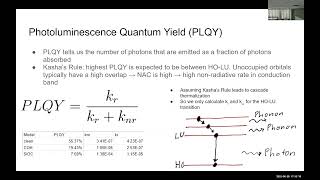 5 Joseph Granlie radiative vs nonradiative recombination Photoluminescence [upl. by Sirraf]