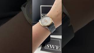 Rolex Datejust Steel Yellow Gold White Roman Dial Vintage Mens Watch 16013 Review  SwissWatchExpo [upl. by Adnarom]