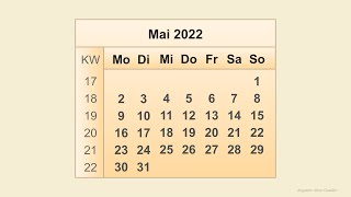 Kalender Mai 2022 [upl. by Salmon46]