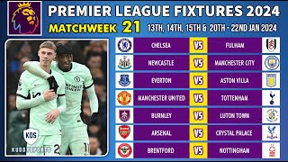 EPL FIXTURES TODAY  MATCHWEEK 21  PREMIER LEAGUE FIXTURES 202324  EPL FIXTURES 20232024 [upl. by Nylzzaj]