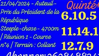 Pronostic Équipe Rabaturf 🆕 Quinté  Réunion 1  Course n°4  🎯 21042024 [upl. by Zsuedat235]