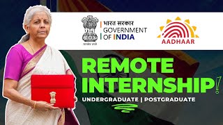 Government Online Internship  UIDAI Aadhar Internship 2024  Remote Internship For College Student [upl. by Isbella]