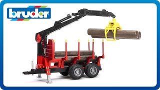 Bruder Toys Forestry Trailer with Crane Grapple and 4 Logs 02252 [upl. by Tildi]