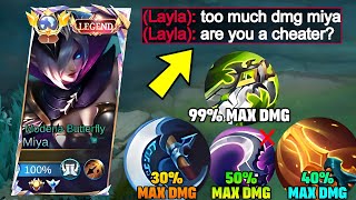 GLOBAL 1 MIYA ABUSE MAX DAMAGE BUILD 2024💀 100 broken  Miya Best Build and Emblem [upl. by Arraik378]