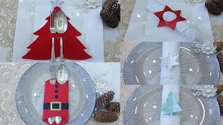 Diy Spettacolari idee per apparecchiare la tavola di Natale Christmas Silverware Holder Idea [upl. by Fari]