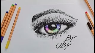 Disegnare un occhio con penne a colori Tutorial [upl. by Ellirpa]