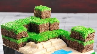 MINECRAFT DIRT BLOCK RICE KRISPIE TREATS HANIELAS [upl. by Luahs]