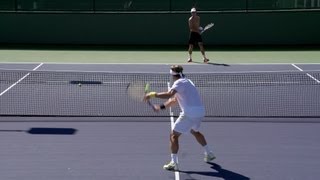 David Ferrer Forehand Backhand and Vollley 2  Indian Wells 2013  BNP Paribas Open [upl. by Tram]