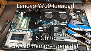 💻 Lenovo Y700 Touch15ISK How to install more Ram 8 Gb to 16 Gb upgrade [upl. by Liman560]