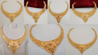 Latest gold short necklace designs 2024 with weight amp price  new hallmark gold necklace designs [upl. by Nidya845]