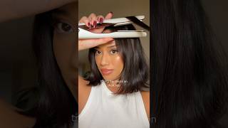 hair straightener curl hack on short hair 👀👀 hairstyle shorthair hairtutorial [upl. by Eisele]