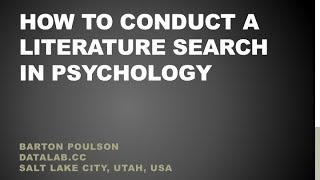 How to Conduct a Literature Search in Psychology [upl. by Cyrilla]