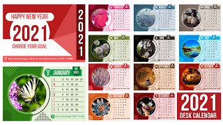 How To Design Desk Calendar 2021 In CorelDRAW  CorelDRAW Tutorial  Free Calendar Template  2021 [upl. by Ennire]