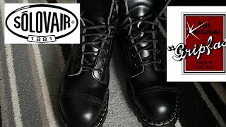 Gripfast 14 Eyelet Steel Toe Capped Black Boots Made By NPS Solovair Review [upl. by Sal]