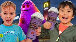 Ryan Kaji amp Vlad and Niki Try Grimace Shake from McDonalds in Real Life at 3AM [upl. by Adran349]