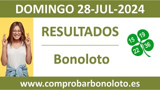 Resultado del sorteo Bonoloto del domingo 28 de julio de 2024 [upl. by Ekihc]