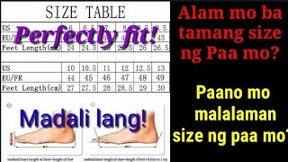 Paano sukatin ang sukat ng iyong paaPaano basahin ang Shoe chart How to measure your foot length [upl. by Hiamerej]