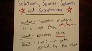 Solutions Solvents Solutes Concentration and Molarity [upl. by Olimpia]