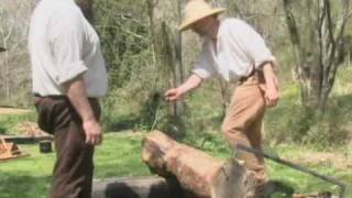 Hewing an oak log with handtools [upl. by Malek]