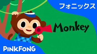 Monkey  フォニックス読みM  ABCフォニックスの歌  ピンクフォン英語童謡 [upl. by Naesar]