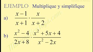 Multiplicación de fracciones algebraicas [upl. by Ahsitniuq]