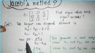 Jacobis method for symmetric matrices b Sc 6th semester Numerical analysis [upl. by Zebe592]