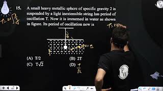 A small heavy metallic sphere of specific gravity 2 is suspended by a light inextensible string [upl. by Eniawtna]