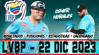 LVBP ⚾ RESULTADOS POSICIONES CALENDARIO 22122023 Cardenales y Leones del Caracas clasificados [upl. by Weyermann451]