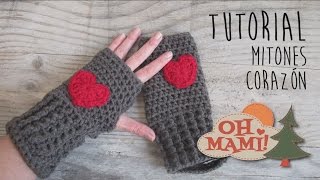 Mitones o guantes sin dedos a crochet con Corazones [upl. by Burwell985]