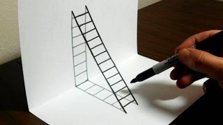 How to Draw a 3D Ladder  Trick Art For Kids [upl. by Noval596]