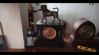 Repairing 1880 Ansonia marble mantle clock w bird dog and open escapement w strike issues Pt 1of3 [upl. by Dumm437]