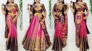 Banarasi Silk Saree Draping in 5 StylesSaree Wearing Styles to look elegantSilk saree draping idea [upl. by Dal802]