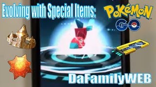 Evolving Pokemon with Special Items UpGrade Kings Rock amp Sun Stone Pokemon Go [upl. by Aisatal299]