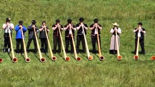 22 Alphorns Play in Switzerland [upl. by Llehcram551]