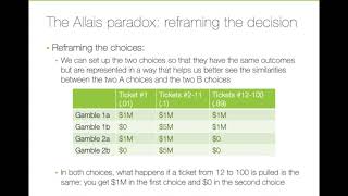 Lesson 122 Normative and descriptive decision theory amp the Allais paradox [upl. by Enaillil]