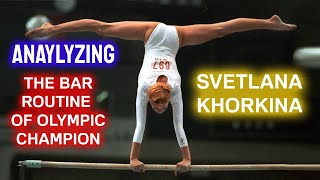 Olympic Champion Svetlana Khorkina Bar routine analyzed in depth by Olympian Lance Ringnald [upl. by Arodasi292]