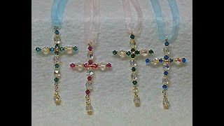 DIYMake Beautiful And Simple Beaded Cross Ornaments For Christmas [upl. by Baxie228]