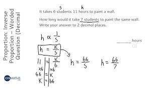 Proportion Inverse Proportion – Worded Question Decimal Answer Grade 5  GCSE Maths Revision [upl. by Rep]